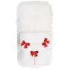 Plain White/Red Footmuff/Cosytoes With Large Bows & Lace